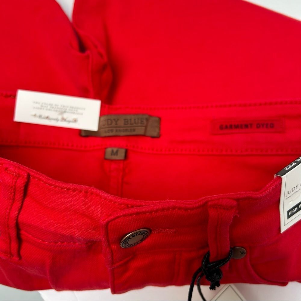 Judy Blue NWT Tummy Control Red Bermuda Denim Jean Shorts Style #150279 Medium - Picture 2 of 6